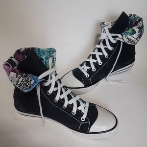 Coach Leatherware Bonney Sneakers High Top Fold Over Butterflies Size 7.5B